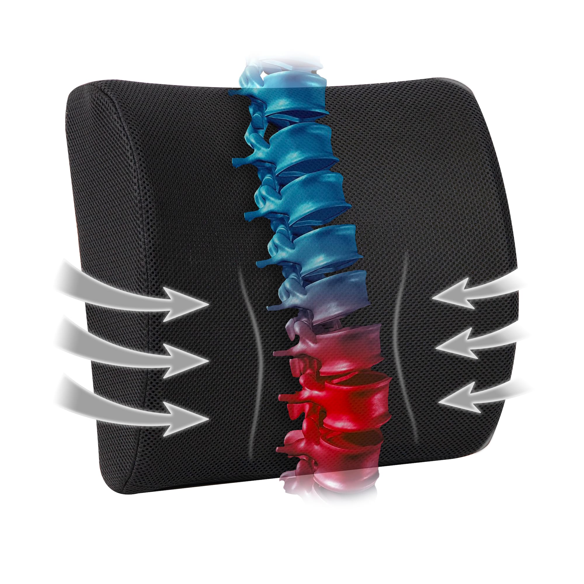 Mind Reader 13.25" Black Lumbar Support Memory Foam Pillow with Air-Cloud Technology